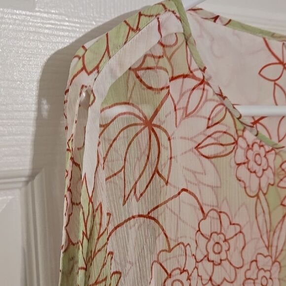 Diane Von Furstenberg Pink and Green Blouse with Dolman Sleeves - Picture 6 of 8